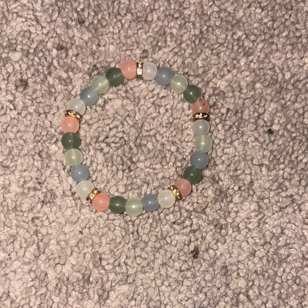 Handmade Multicolor Beaded Bracelet with Gold Accents